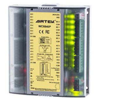 WC8846P is a BACnet B-BC class stand alone programmable controller with embedded Web server and router function.
